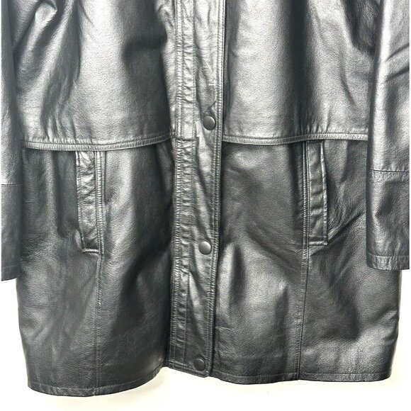 Sequence Womens Leather Jacket Lined Pockets Collar Full Zip Black Size 16 - Picture 4 of 16